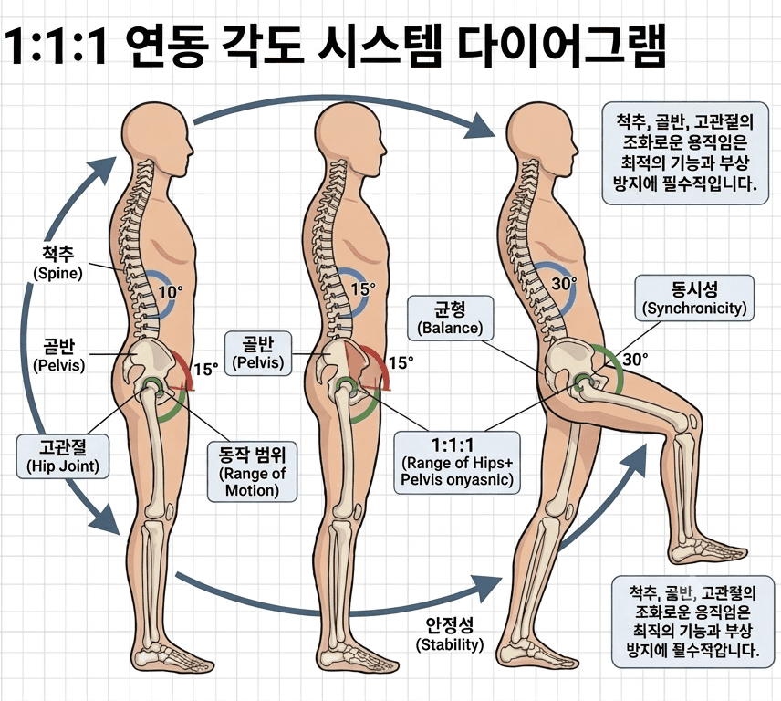 고관절 가동성이 1도 막히면 요추가 그 1도를 대신 짊어진다, ‘척추-골반-고관절 연동 가동성’의 과학적 원리와 단계별 기능 향상 전략