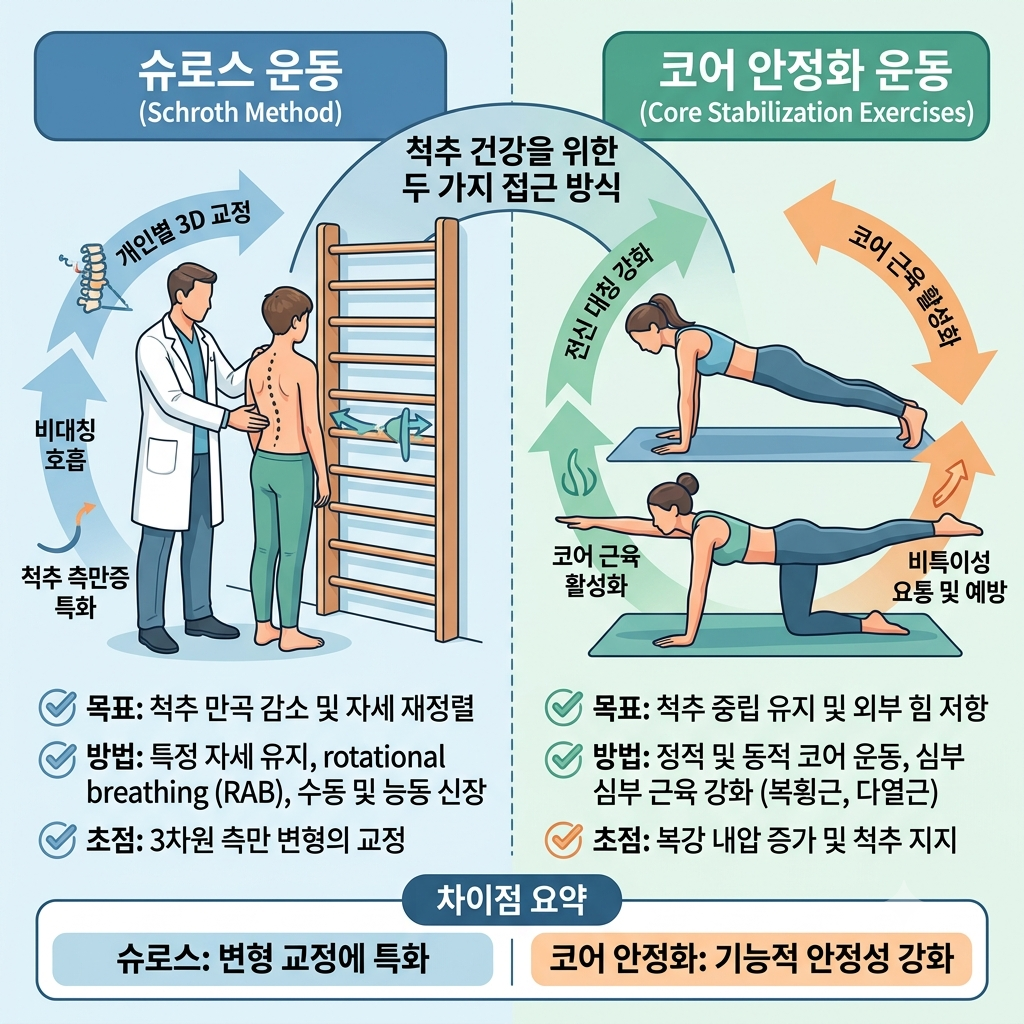 PSSE 척추측만증 특화 운동 비교
